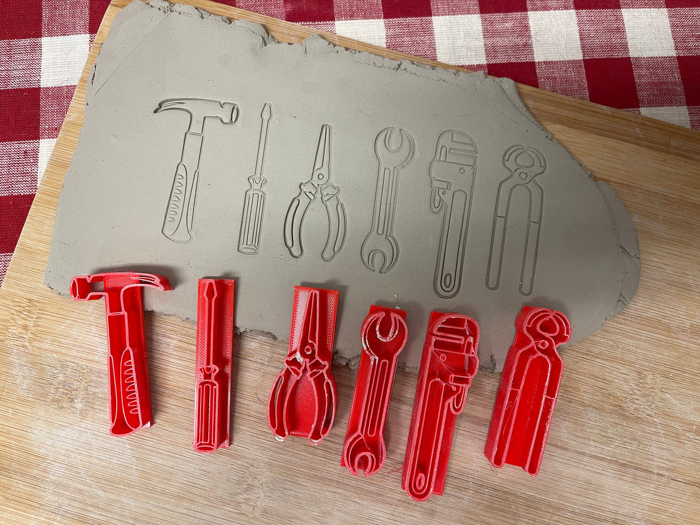 Tool design stamps -  set of 6, from the April 2023 mystery box, plastic 3D printed