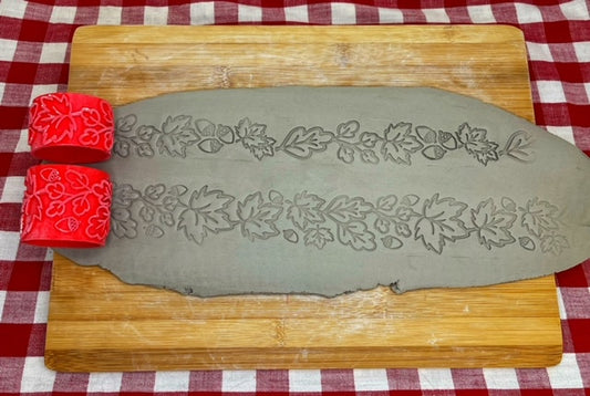 Fall Leaves Pottery Roller - Border Stamp, Repeating pattern, 2 sizes, Plastic 3d printed