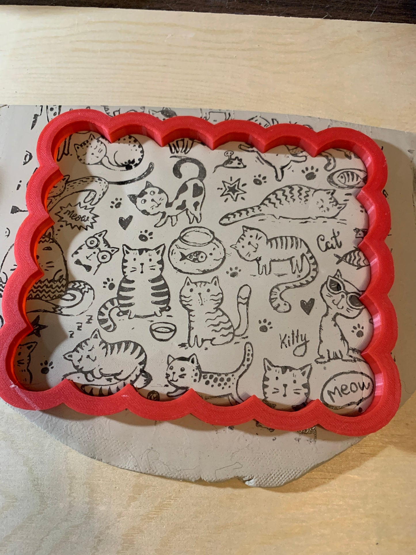 Scalloped Square, Clay Cutter - plastic 3D printed, pottery tool, multiple sizes
