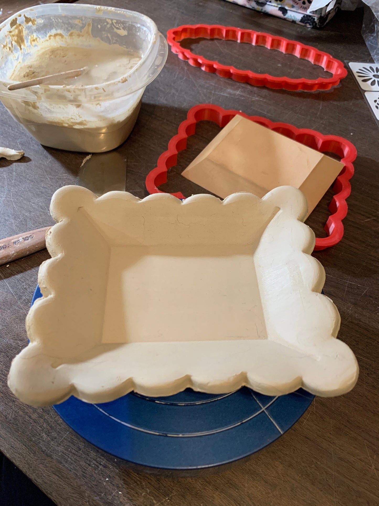 Scalloped Square, Clay Cutter - plastic 3D printed, pottery tool, multiple sizes