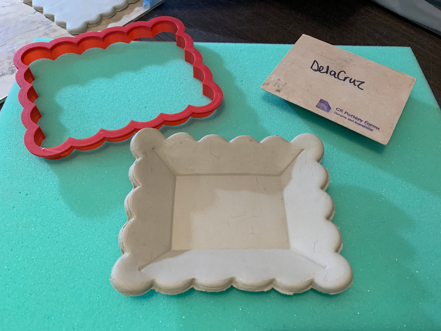 Scalloped Square, Clay Cutter - plastic 3D printed, pottery tool, multiple sizes