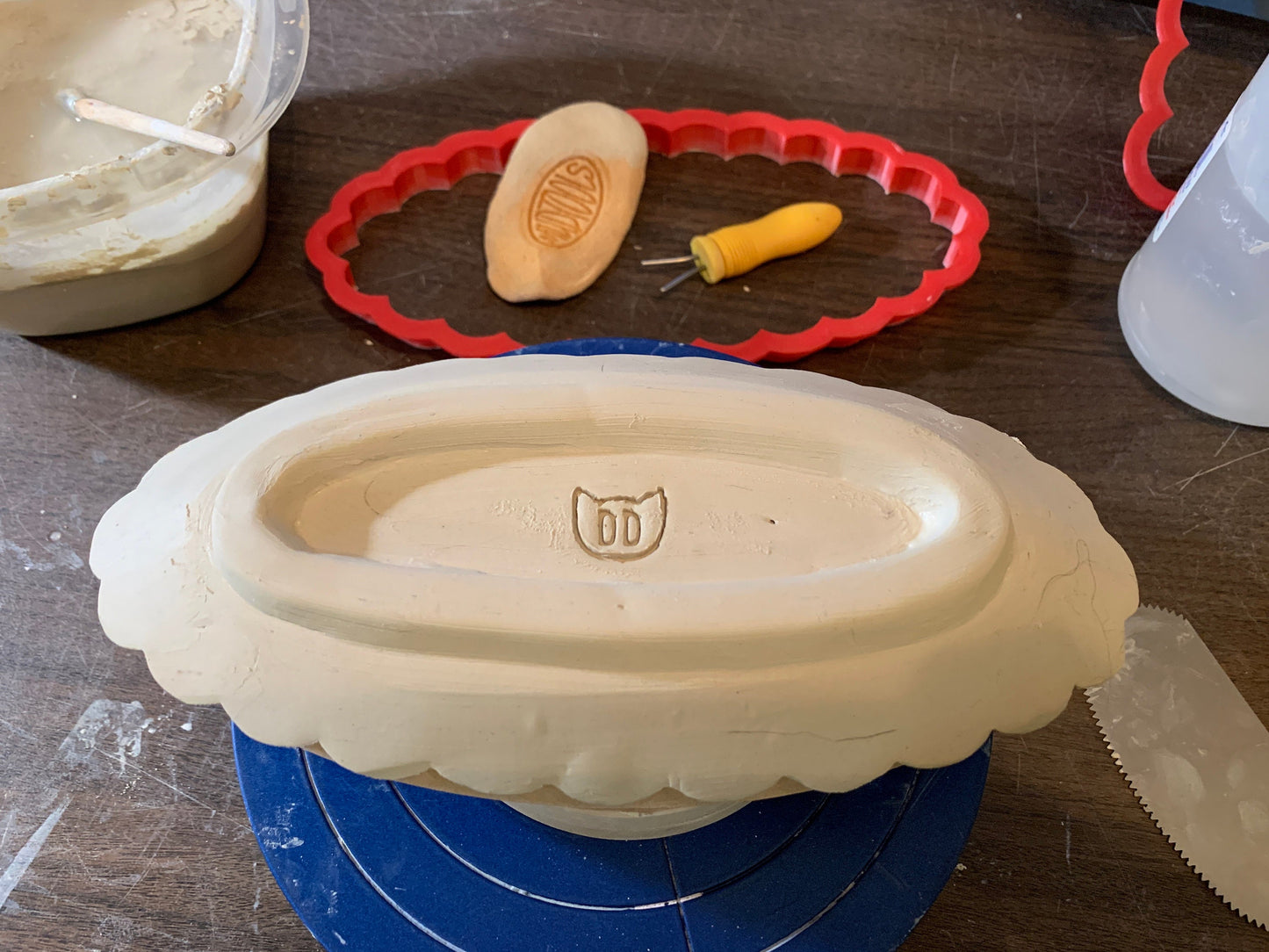 Scalloped XL Oval, Clay Cutter - Plastic 3D printed, XL pottery tool, multiple sizes