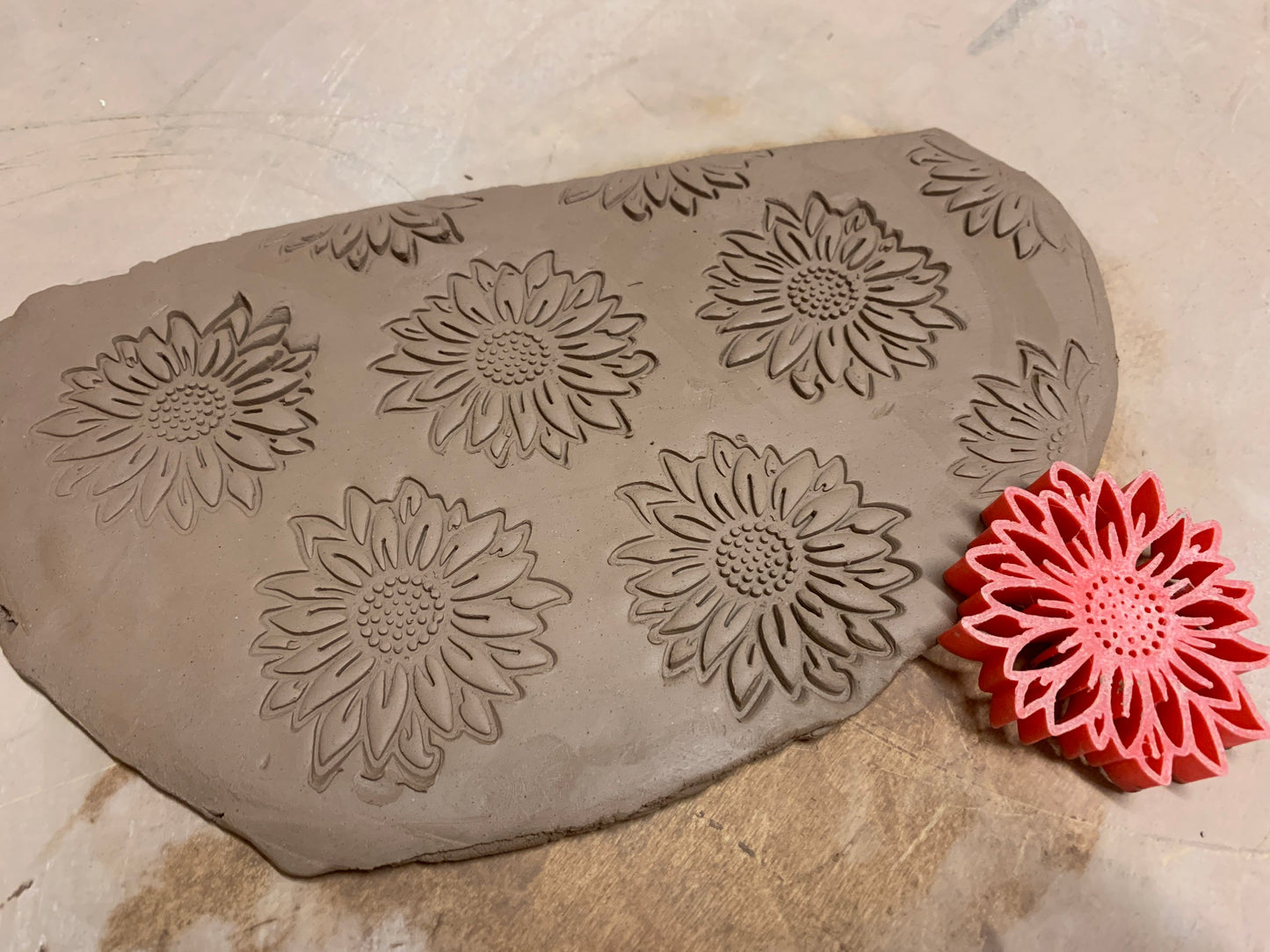 Pottery Stamp, Sunflower design - multiple sizes