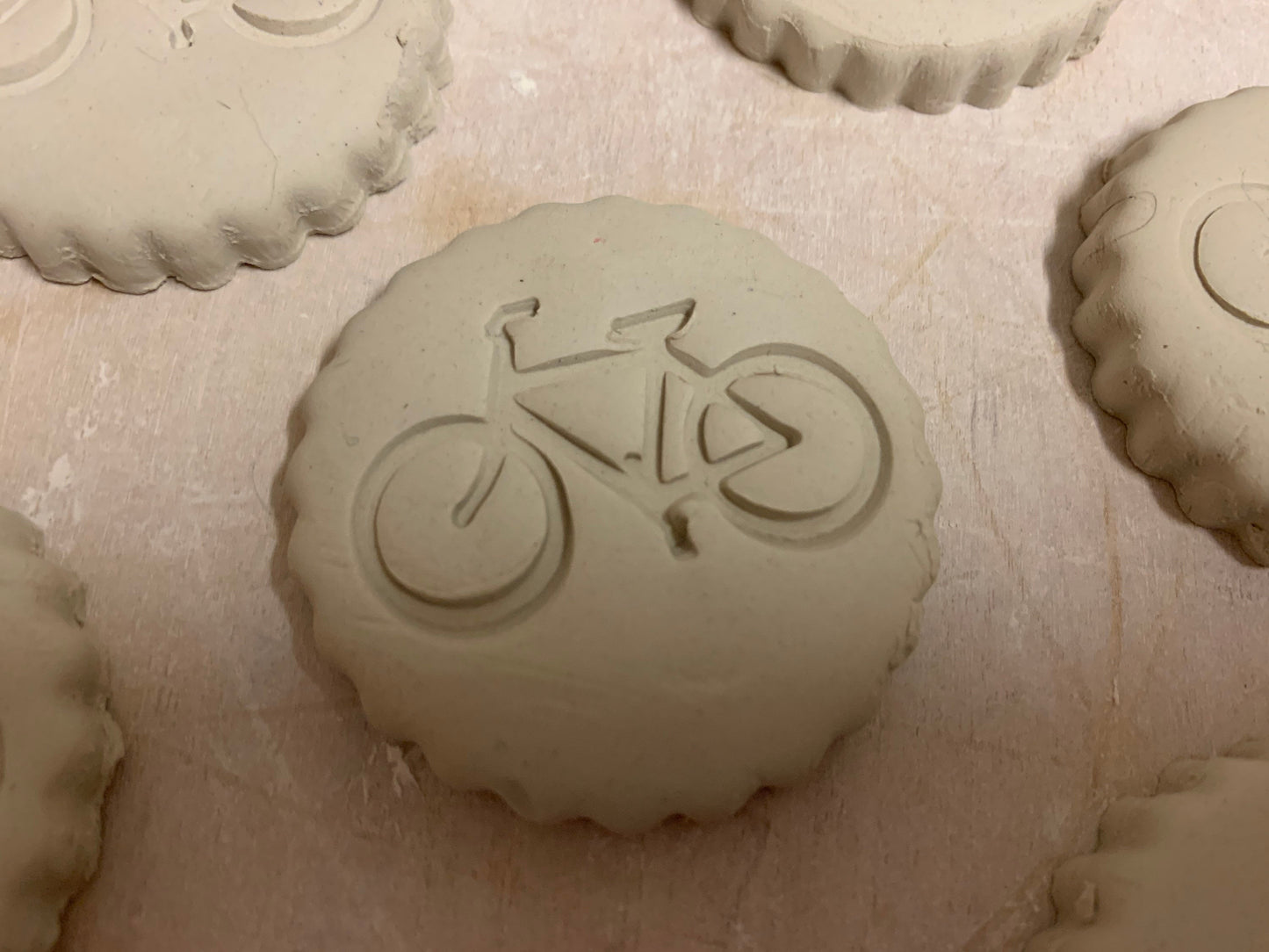 Bike Pottery Stamp - Pottery Tool, plastic 3d printed, multiple sizes available