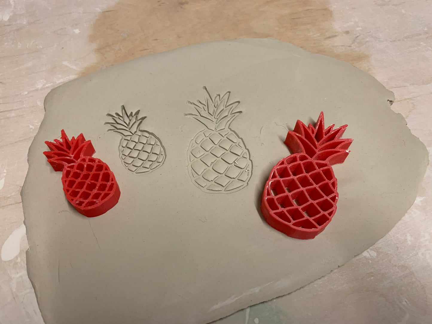 Pineapple Design Pottery Stamp or Stencil w/optional cutter - plastic 3d printed, multiple sizes available