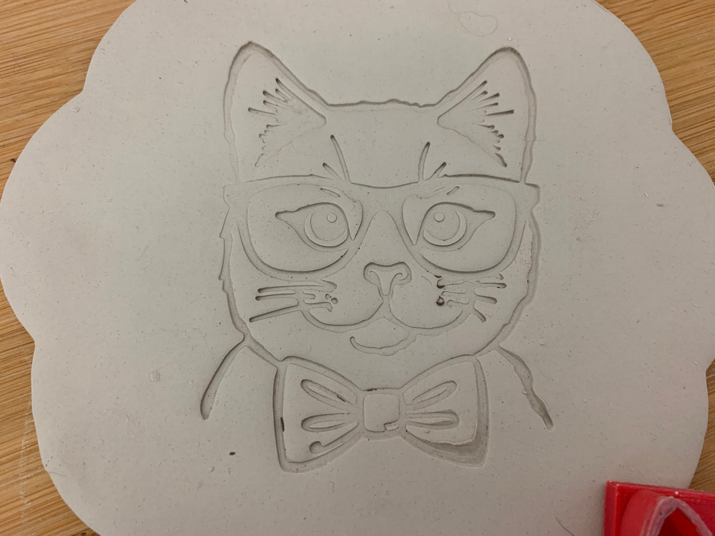 Cat Face w/ Bowtie and Glasses - plastic 3D printed, multiple sizes