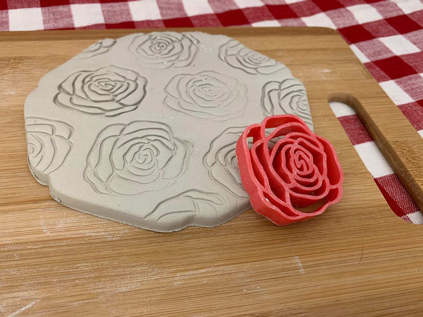 Rose Design, Pottery Stamp or Stencil w/ cutter, multiple sizes