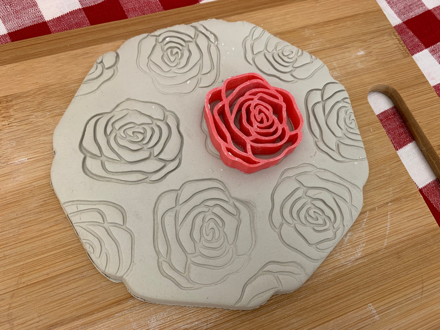 Rose Design, Pottery Stamp or Stencil w/ cutter, multiple sizes