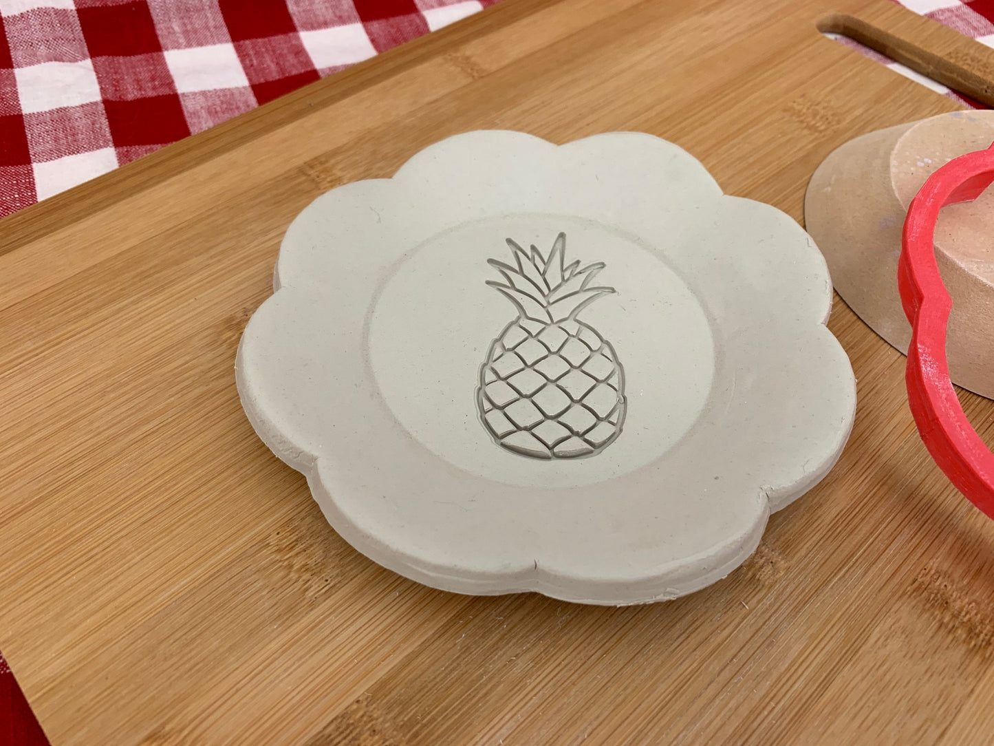 Pineapple Design Pottery Stamp or Stencil w/optional cutter - plastic 3d printed, multiple sizes available