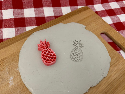 Pineapple Design Pottery Stamp or Stencil w/optional cutter - plastic 3d printed, multiple sizes available