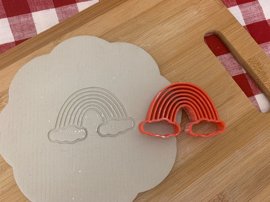 Rainbow design, Pottery Stamp or Stencil/ optional cutter - plastic 3D printed, multiple sizes