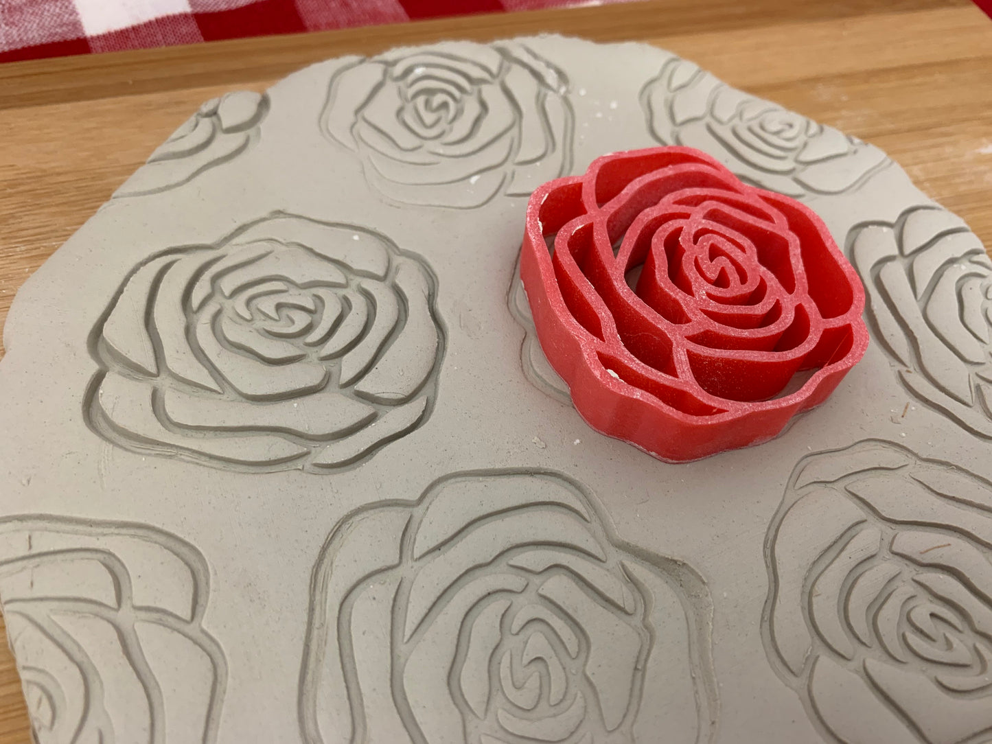 Rose Design, Pottery Stamp or Stencil w/ cutter, multiple sizes