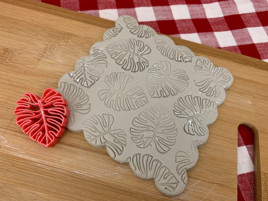 Monstera Design, Pottery Stamp or Stencil w/ optional cutter - plastic 3d printed, multiple sizes available
