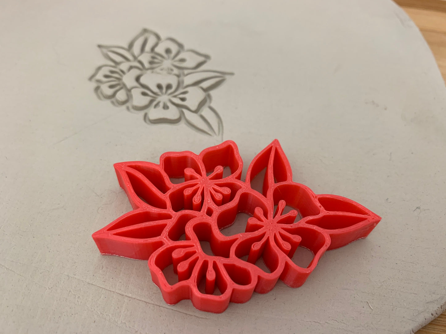 Cherry Blossom Pottery Stamp - plastic 3D printed, multiple sizes