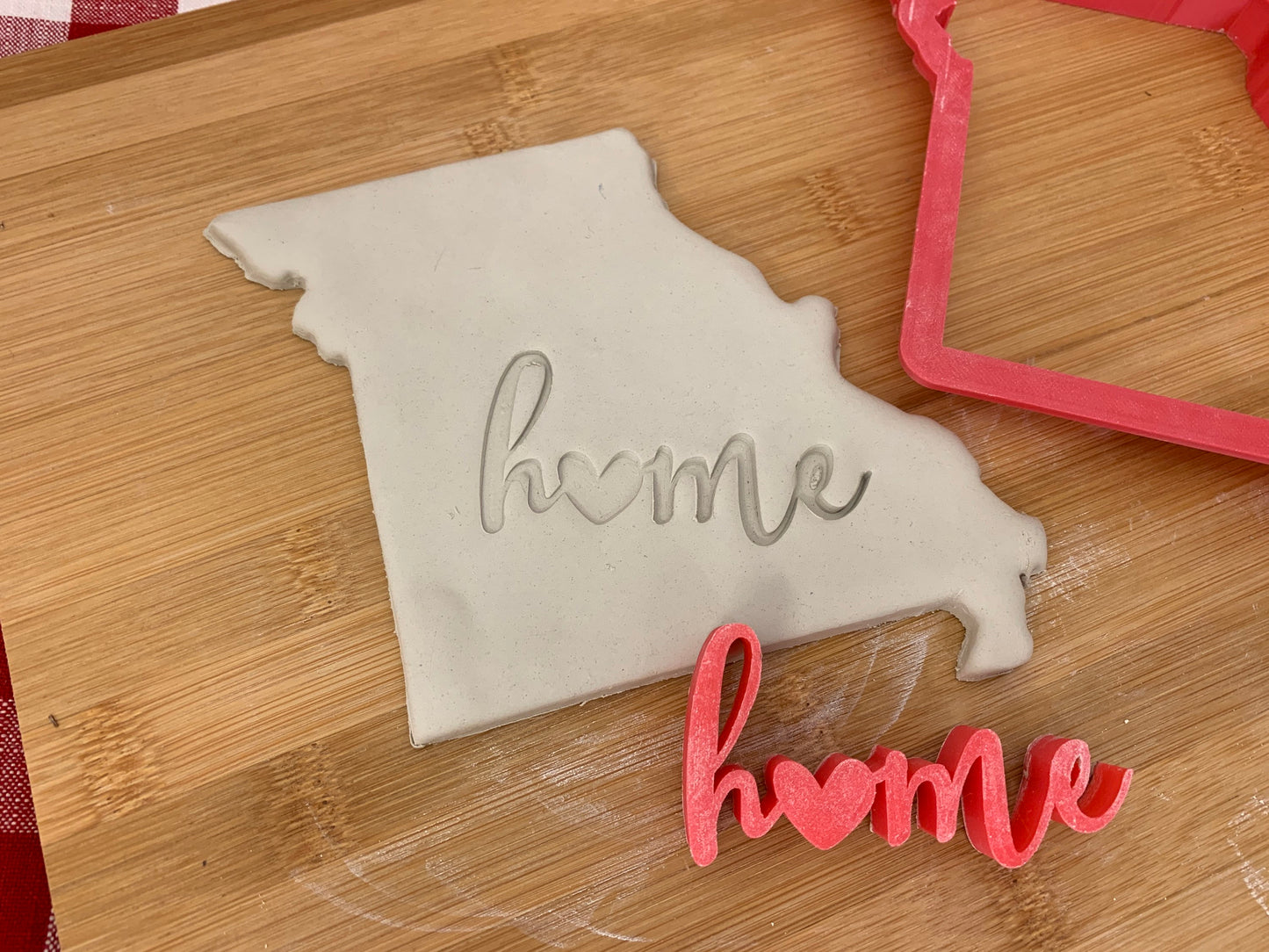 "HOME" with heart word stamp - plastic 3D printed, multiple sizes