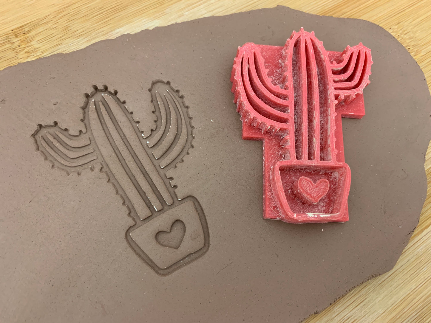 Cactus in Pot Pottery Stamp - design 1, plastic 3D printed, multiple sizes