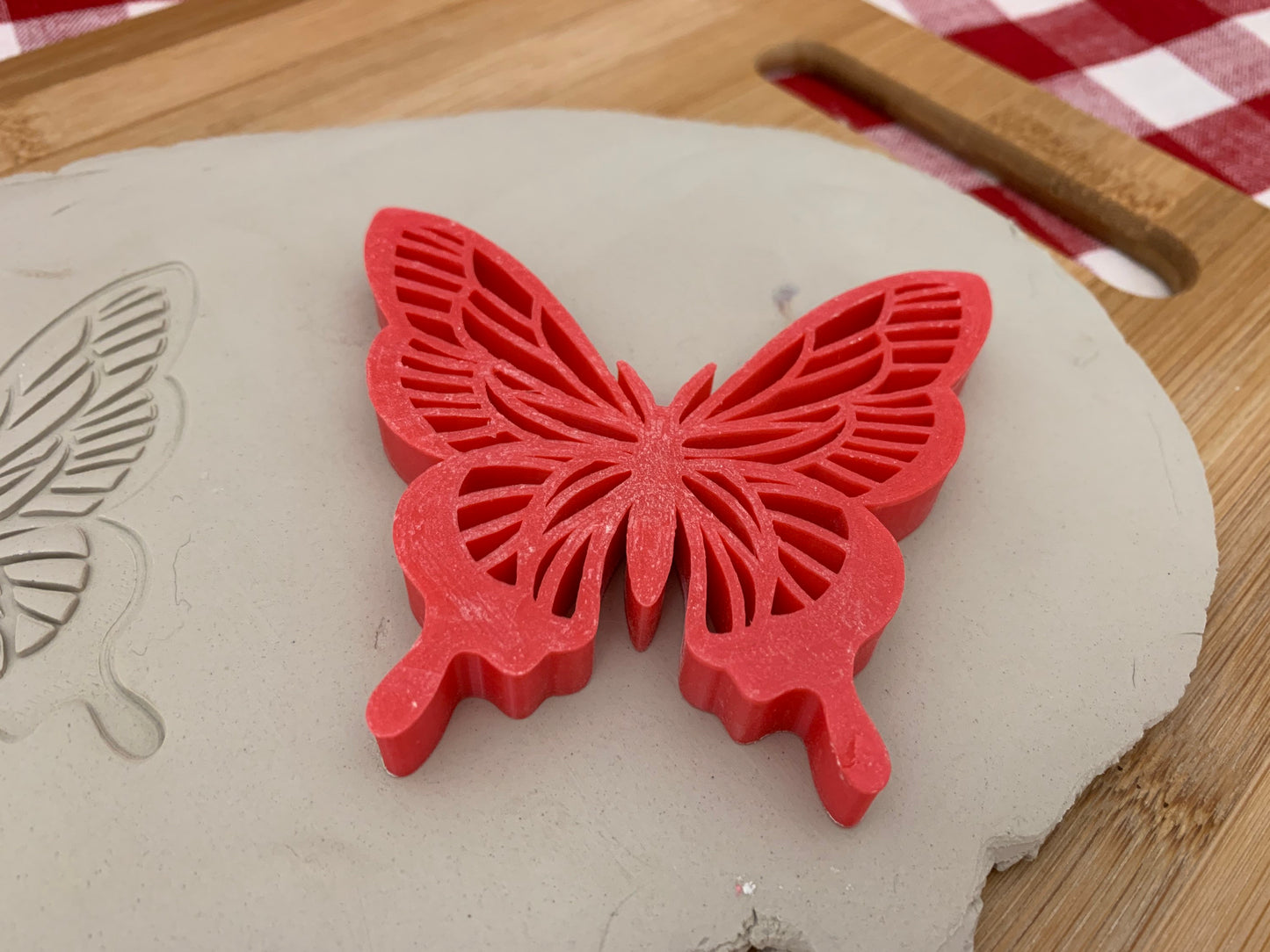 Butterfly design, pottery stamp or stencil w/ optional cutter - plastic 3D printed, multiple sizes