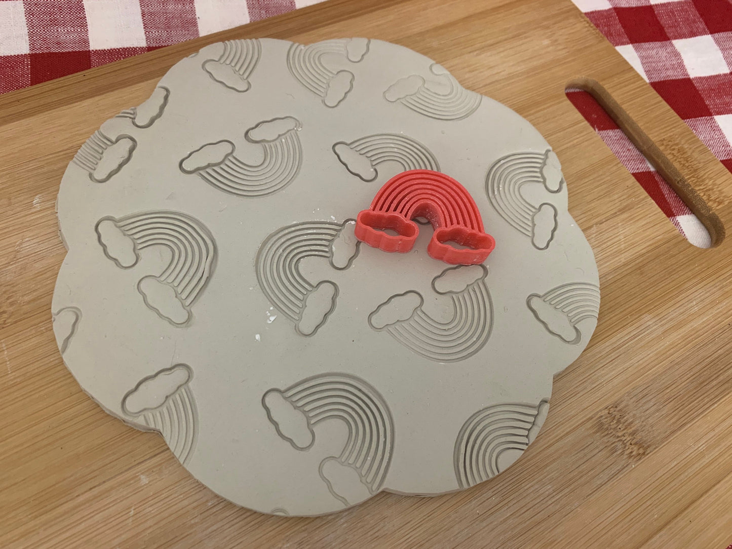 Rainbow design, Pottery Stamp or Stencil/ optional cutter - plastic 3D printed, multiple sizes