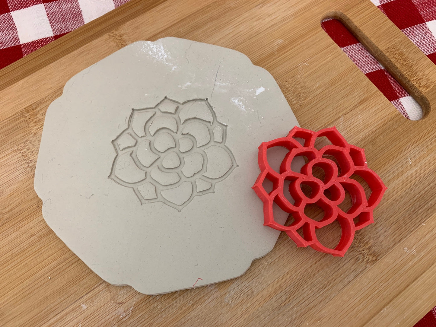 Succulent design, Pottery Stamp or Stencil w/ Optional Cutter, multiple sizes