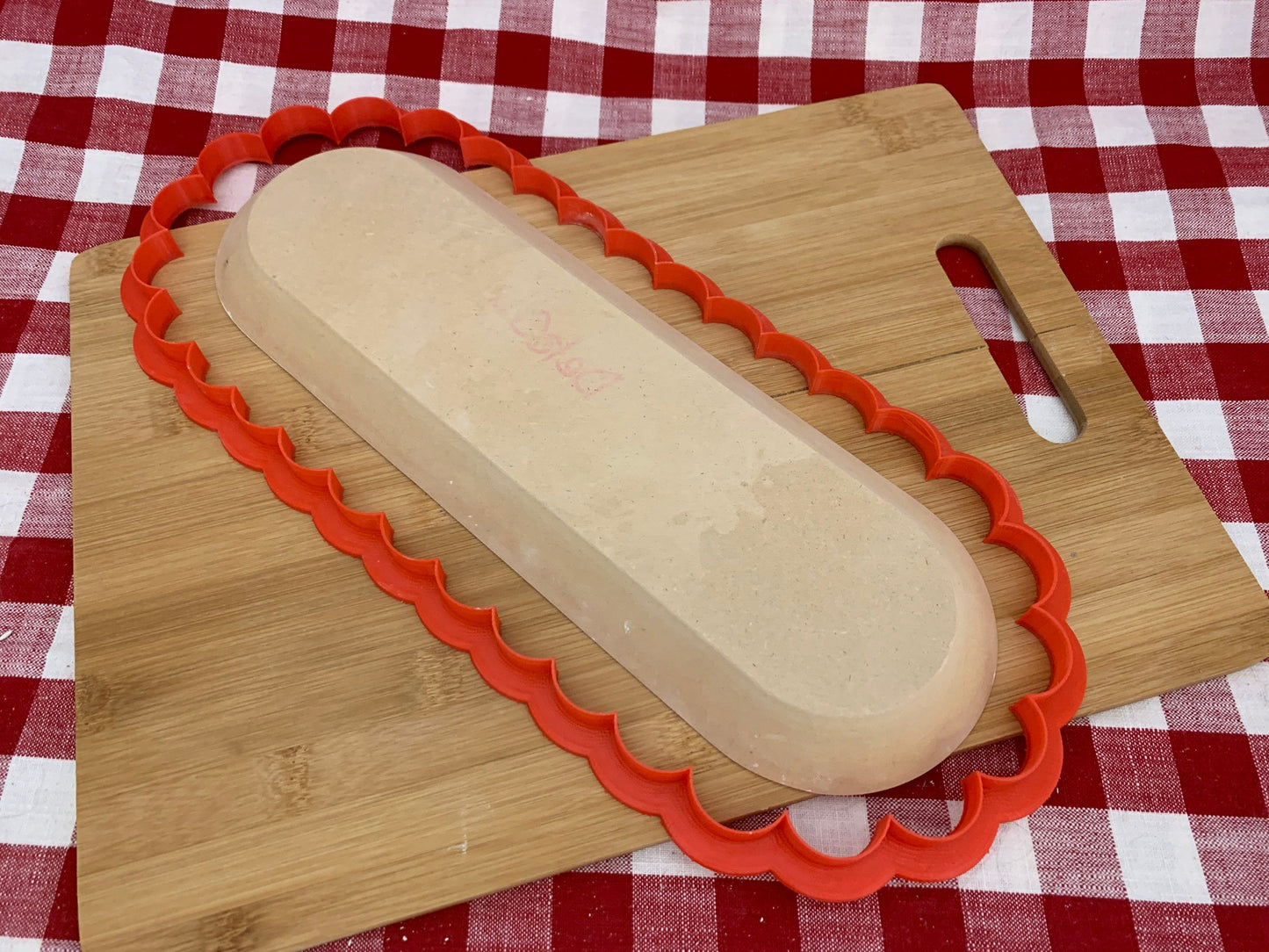 Scalloped Rounded Rectangle, XL Clay Cutter - Plastic 3d printed, pottery tool, multiple sizes