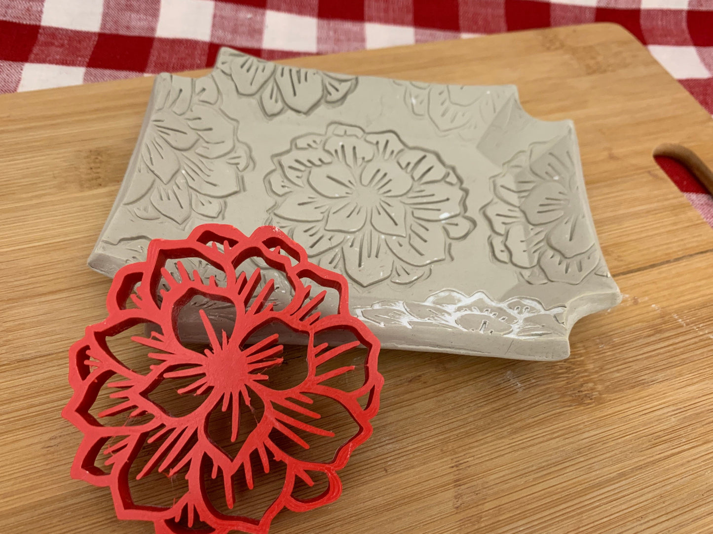 Flower Bunch Pottery Stamp or Stencil w/ optional cutter - Plastic 3d printed, multiple sizes available