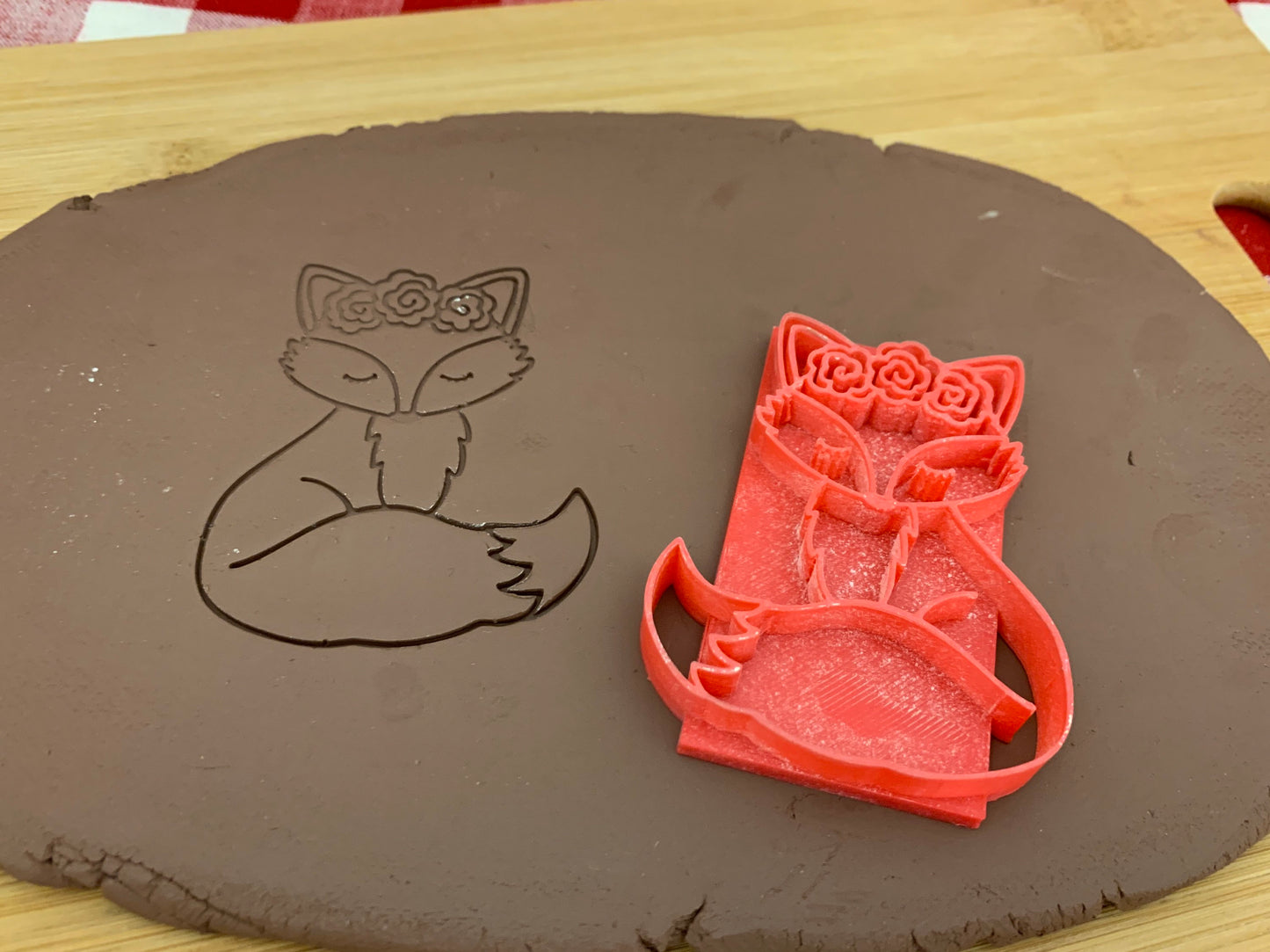 Pottery Stamp, Fox w/ flowers design - multiple sizes available