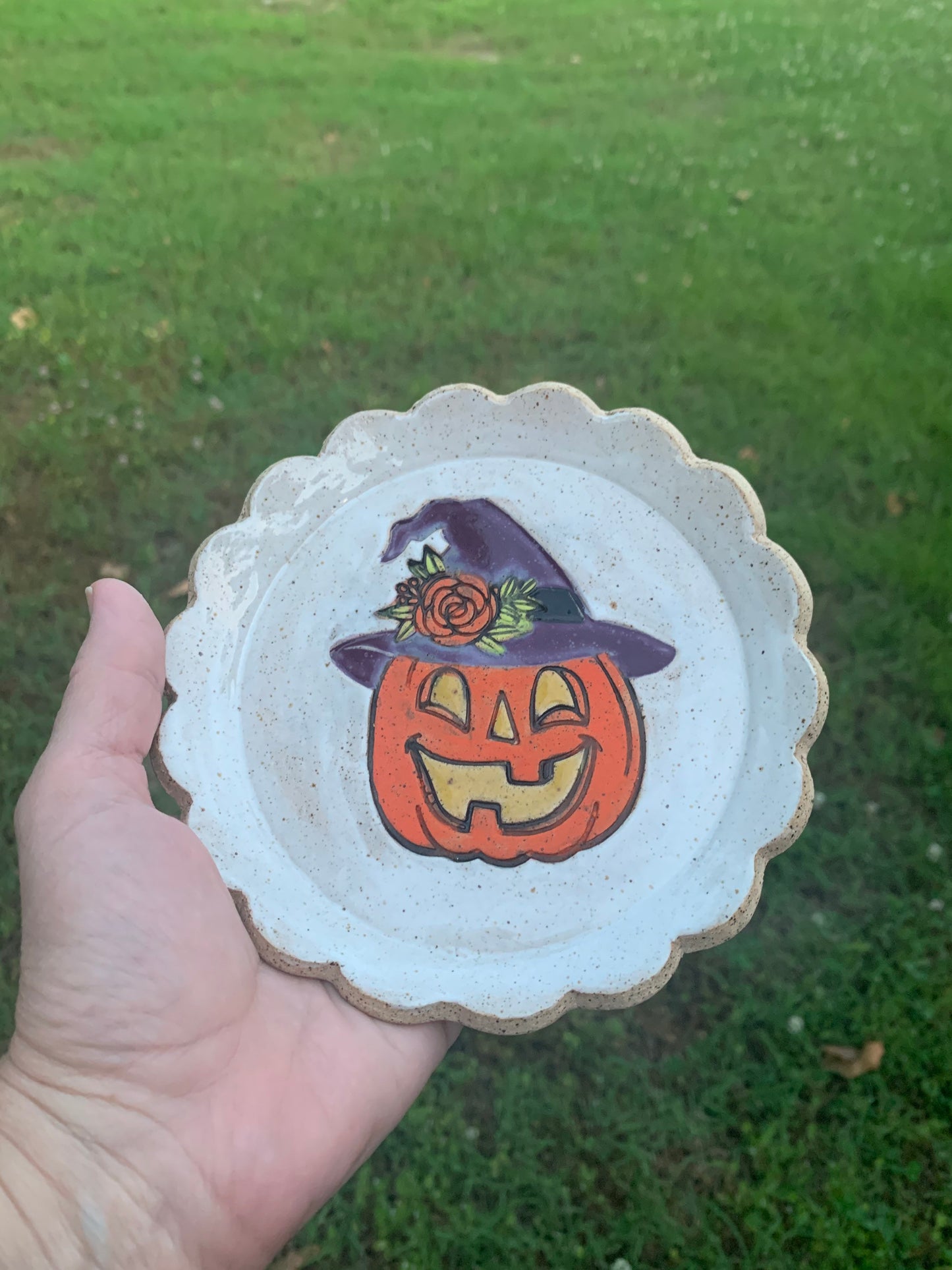 Pottery Stamp, Halloween pumpkin w/ witch hat design - multiple sizes
