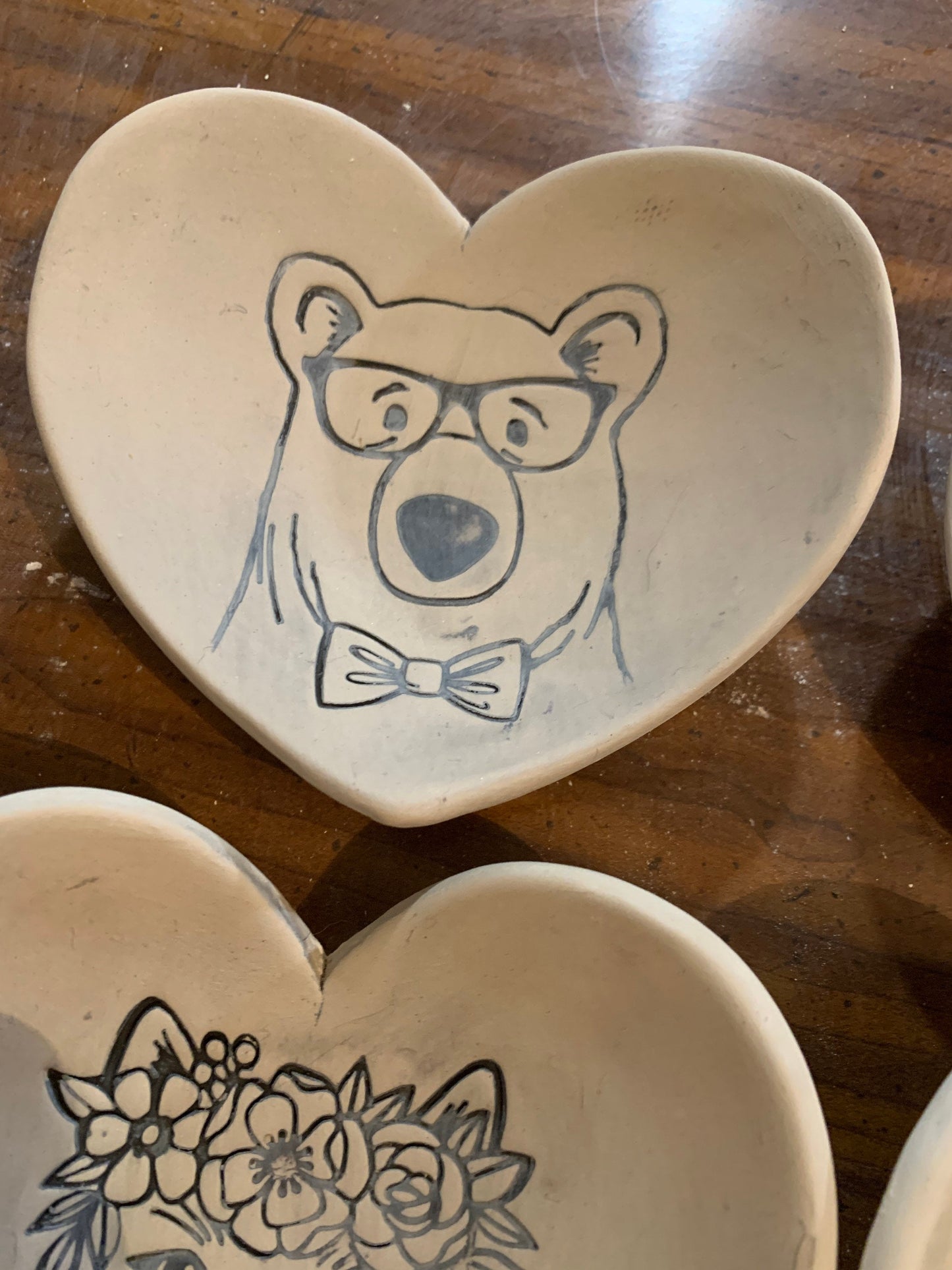 Bear Face w/ glasses or floral wreath pottery stamp - plastic 3d printed, multiple sizes