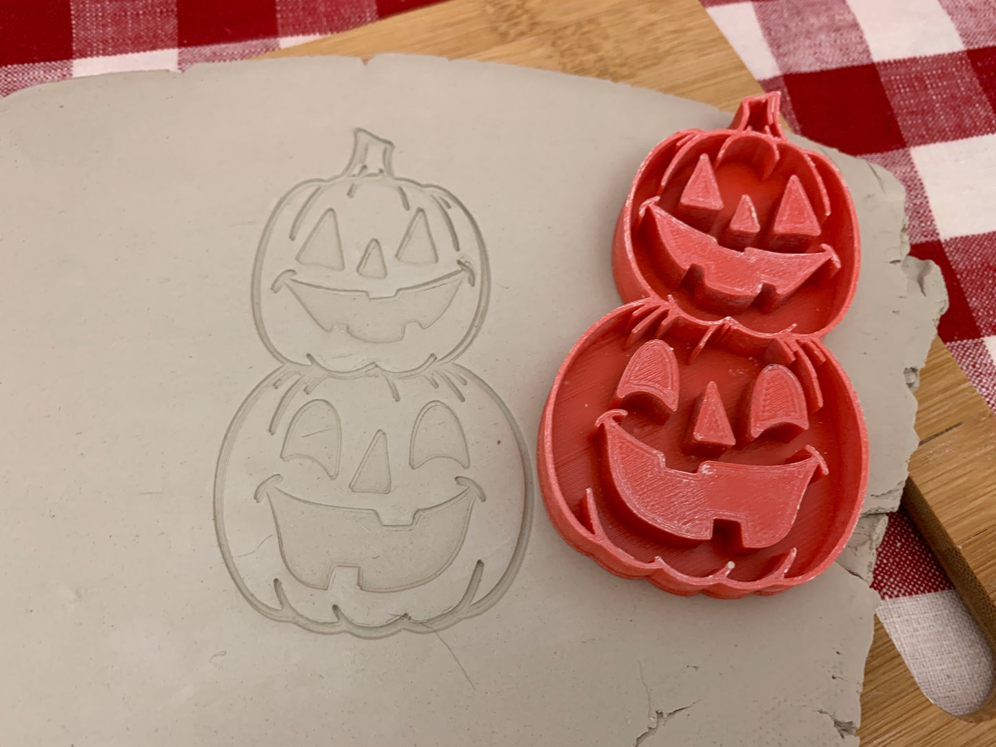 Pottery Stamp, Halloween Pumpkin stack design, Jack-o-lantern - multiple sizes