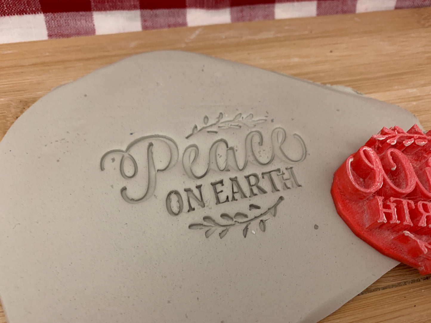 "Peace on Earth" pottery stamp - Pottery Tool, plastic 3d printed, multiple sizes available