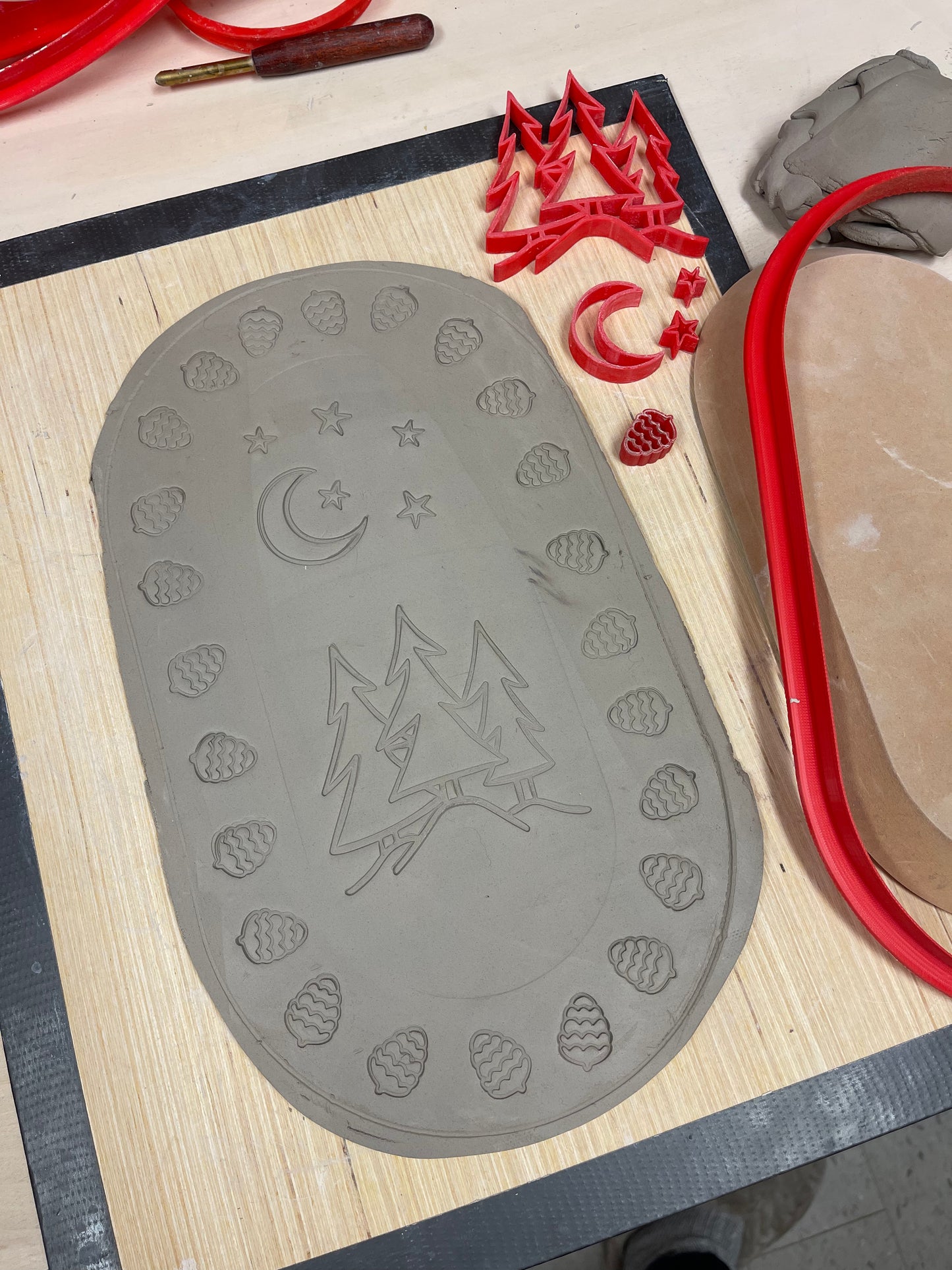 Pinecone Mini Pottery Stamp - February 2022 Stamp of the Month, plastic 3D printed, multiple sizes