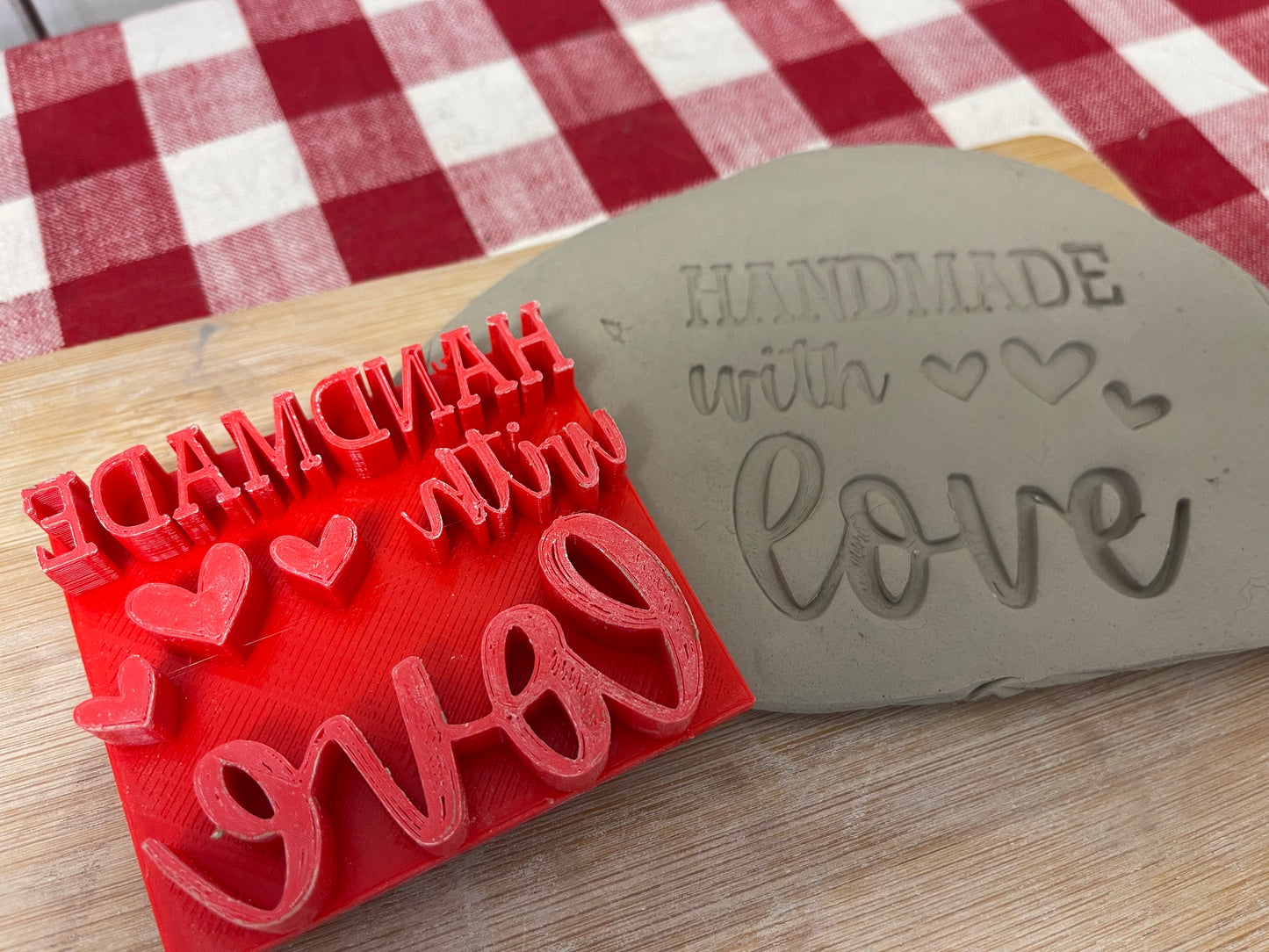 "Handmade with Love" word stamp - plastic 3D Printed, Multiple Sizes Available