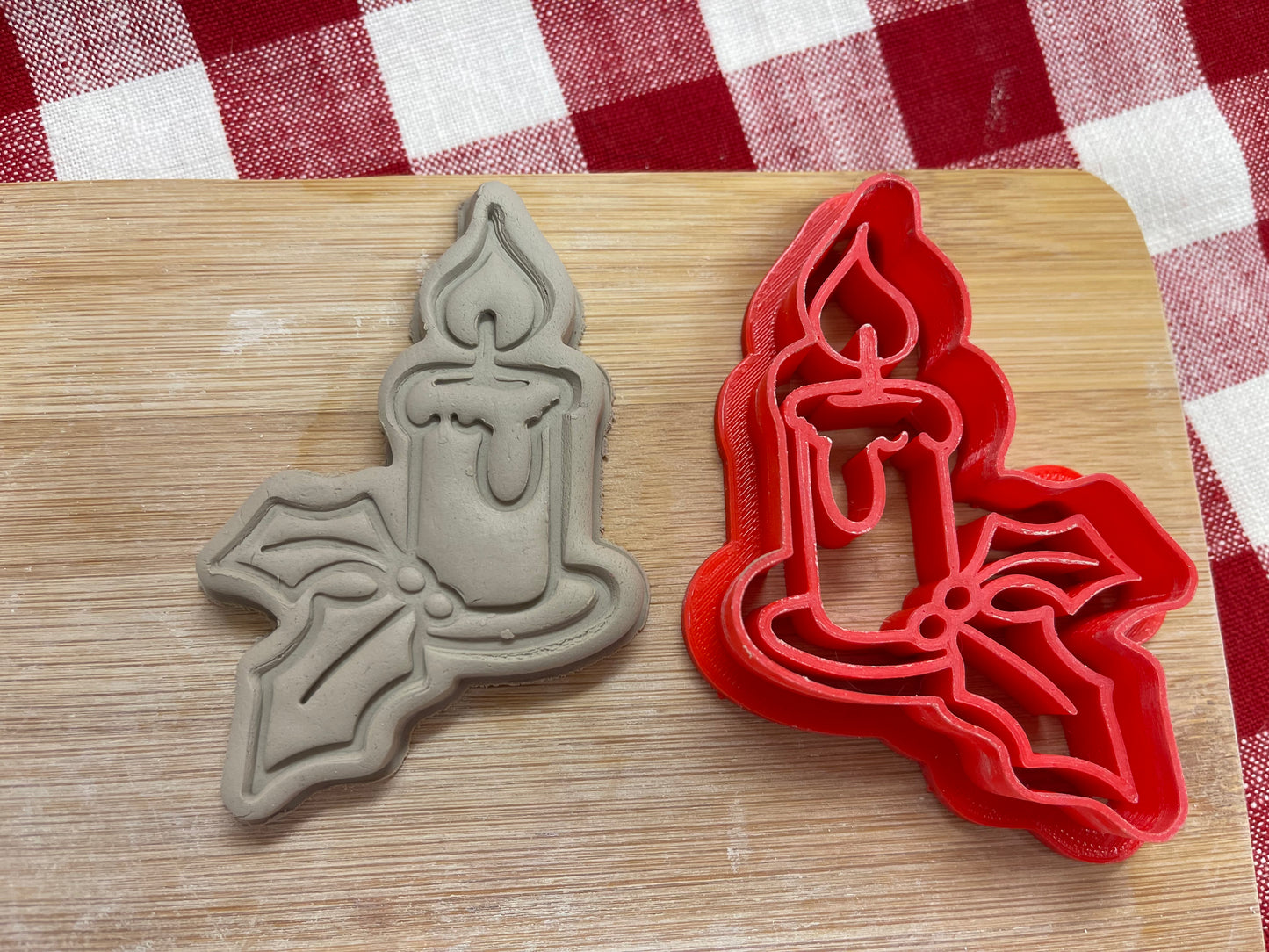 Candle design, pottery stamp or stencil w/ optional cutter - plastic 3D printed, multiple sizes