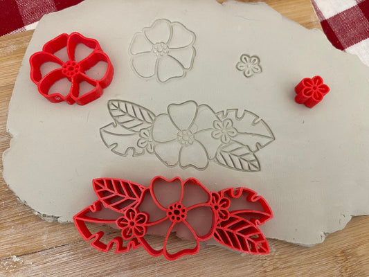 Tropical flower bunch stamp - plastic 3D printed, multiple designs/sizes, Each or sets available