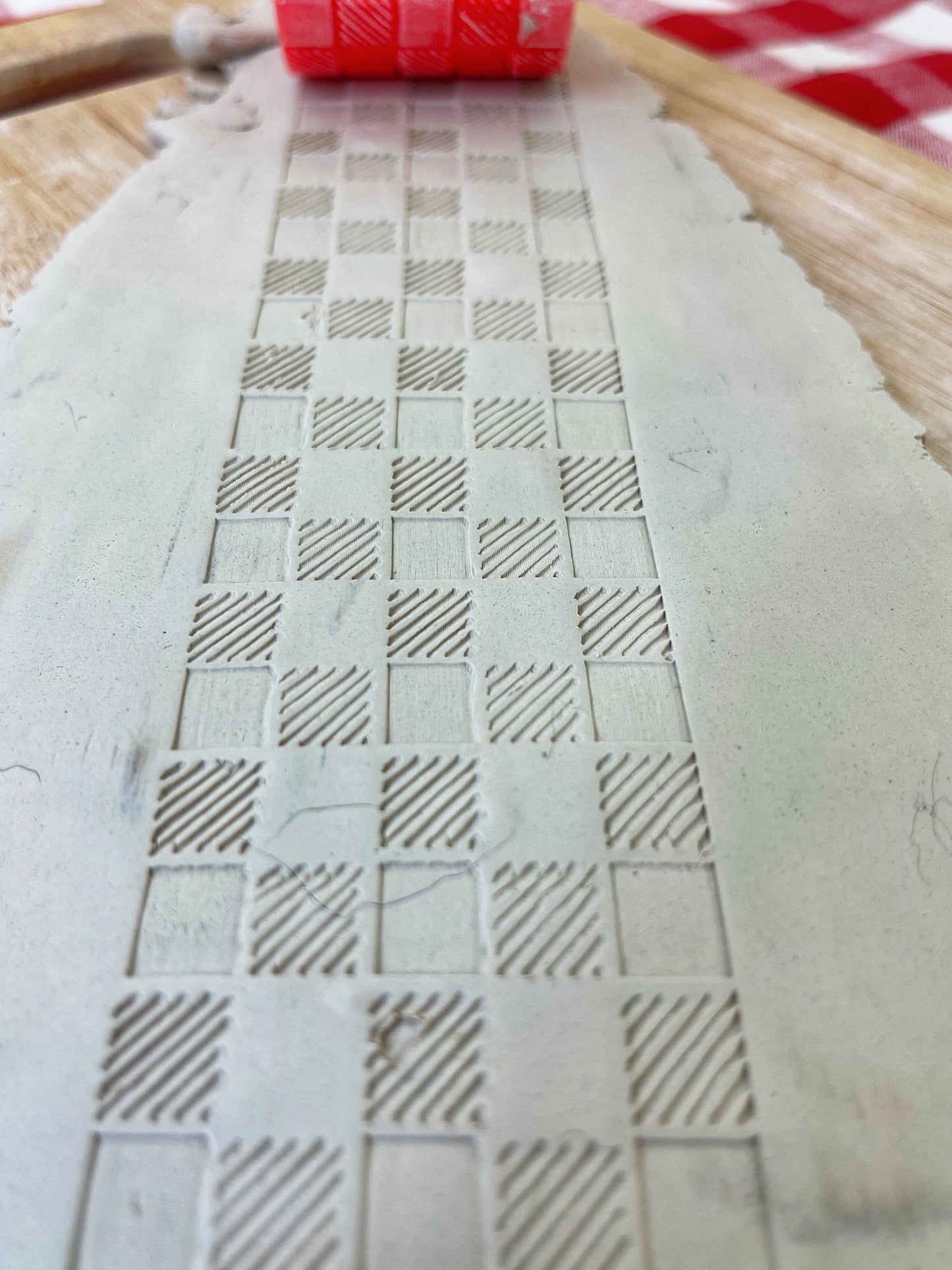 Buffalo Plaid/Gingham Check Pottery Roller - Now in 2 sizes! Border Stamp, Repeating pattern, Plastic 3d printed