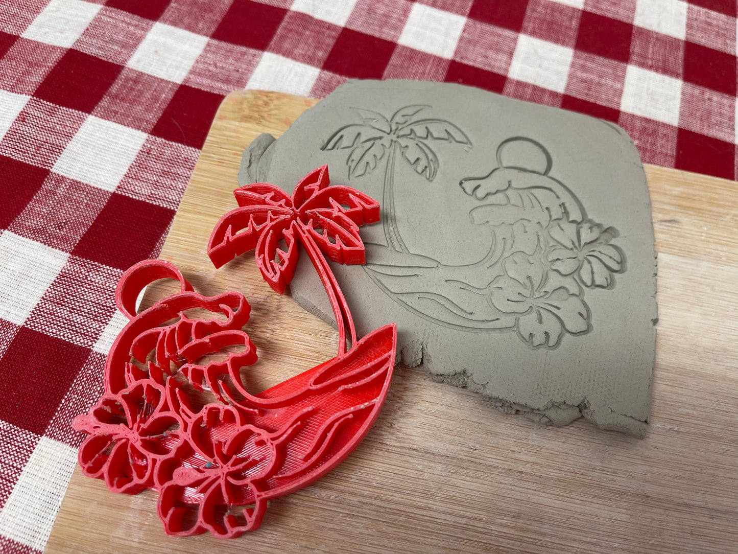 Beach scene stamp - March 2023 mystery box, plastic 3d printed, multiple sizes available