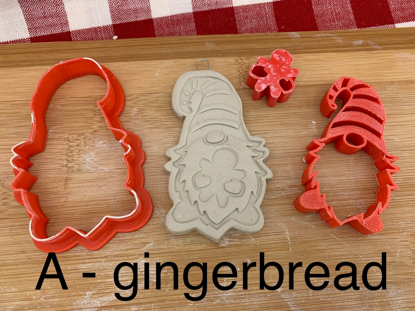 Christmas Gnome stamps, with optional cookie cutter ornament - plastic 3D printed, each or set