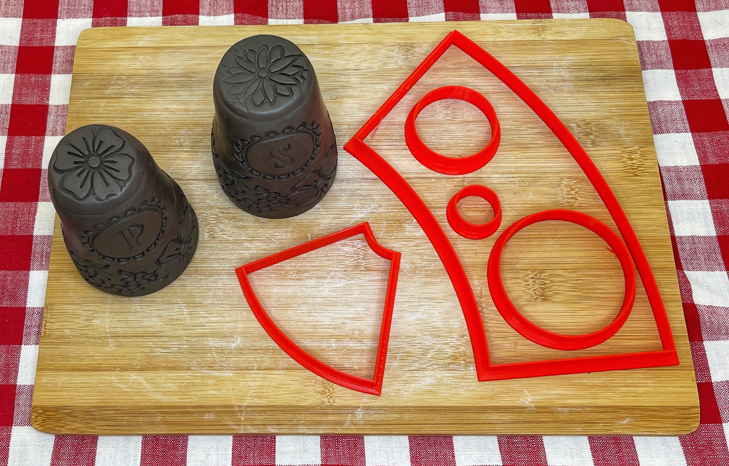 Magic Salt Shaker Template, Short cone design, Clay Cutter - 3" Base x 4.375" Tall x 2" Top Approx. Handbuilding
