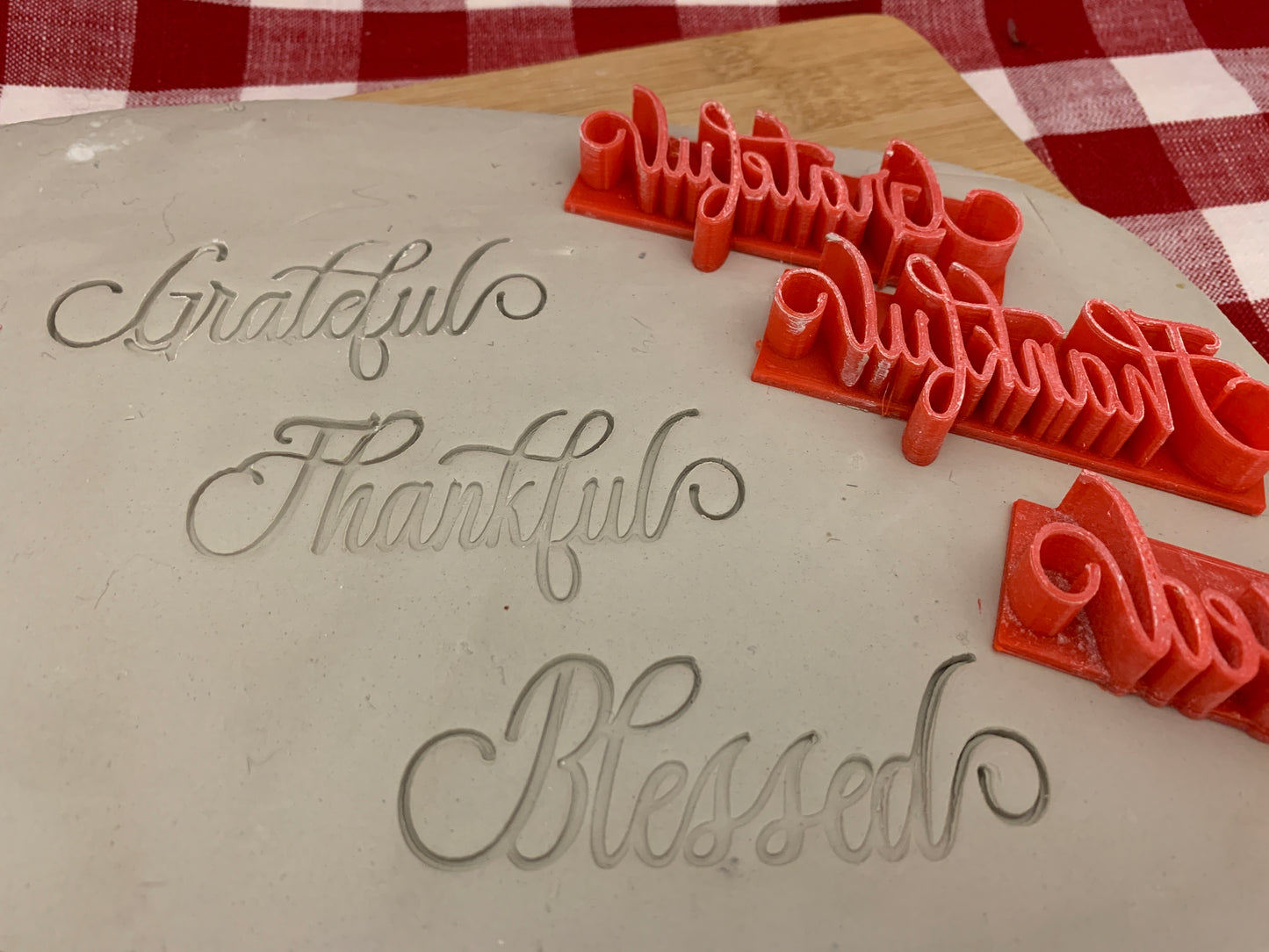 Fall "Grateful" "Thankful" or "Blessed" word stamps - plastic 3D printed, multiple sizes