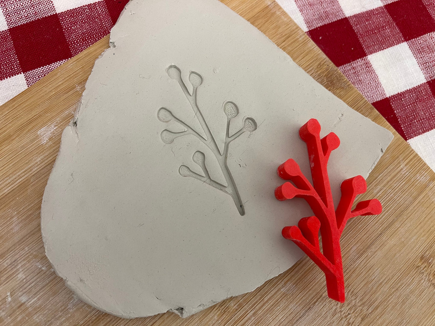 Greenery3 Pottery Stamp, Branch Design - 3D Printed Multiple Sizes