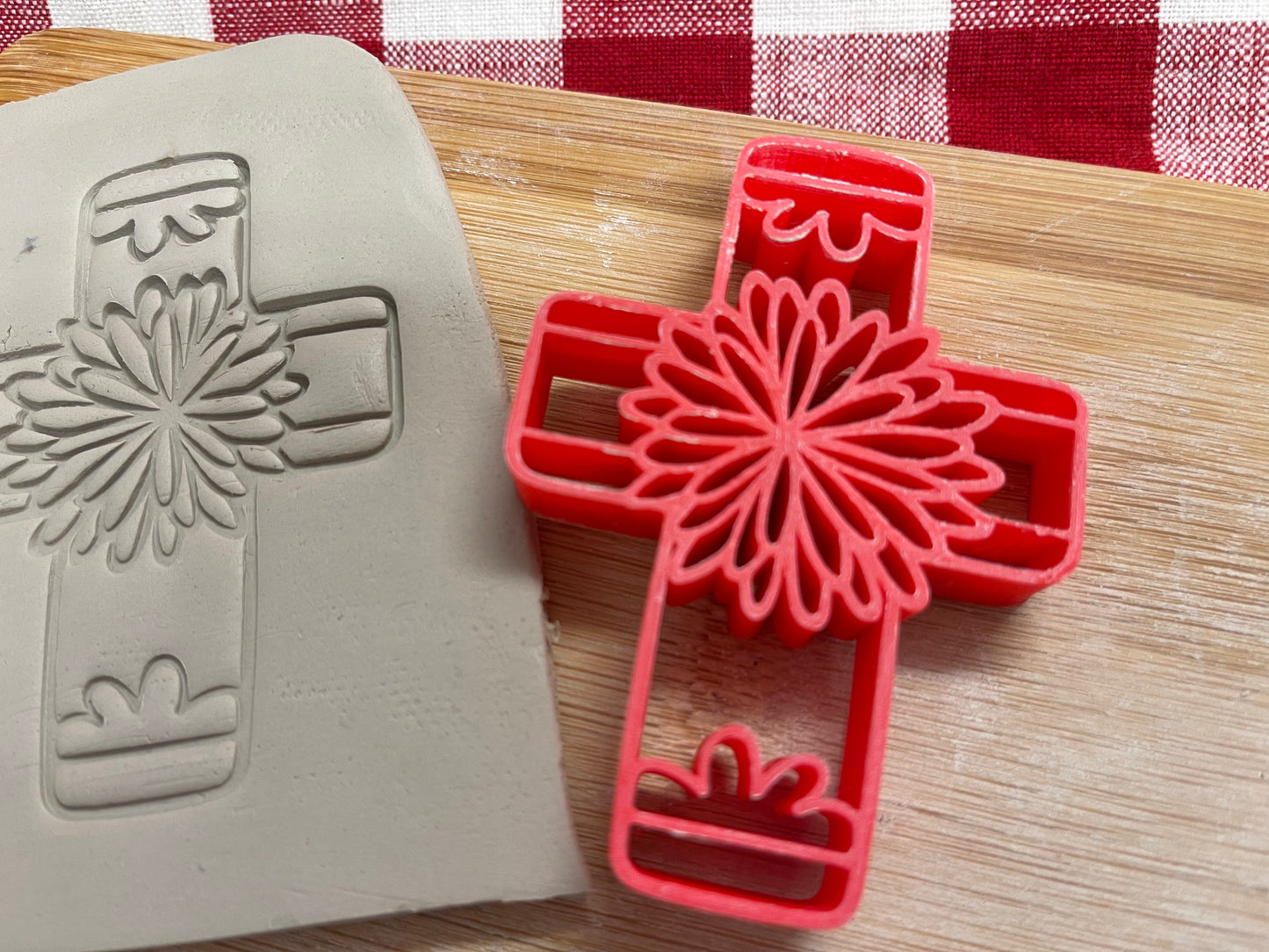 Cross Pottery Stamp, Day of the Dead Series - plastic 3D printed, pottery tool, multiple sizes