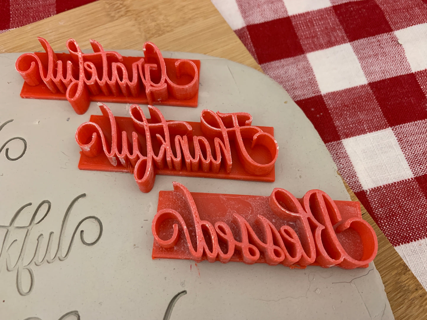 Fall "Grateful" "Thankful" or "Blessed" word stamps - plastic 3D printed, multiple sizes