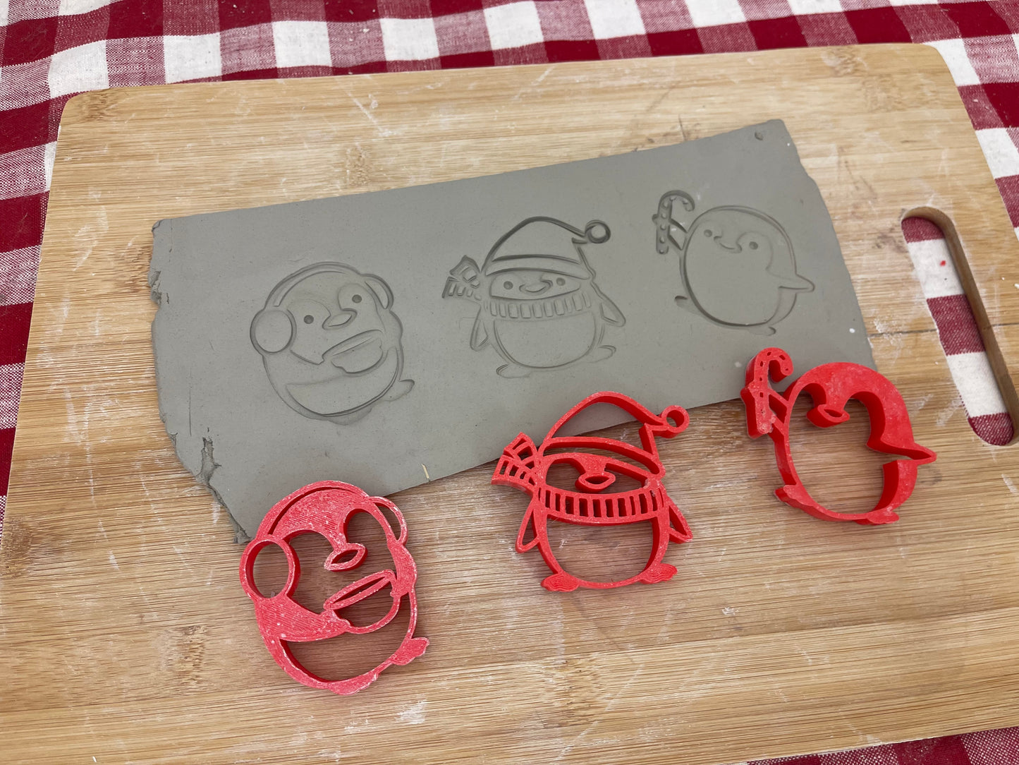 Pottery Stamp, Winter Penguin designs, Each or Set, w/ optional cutters - multiple sizes