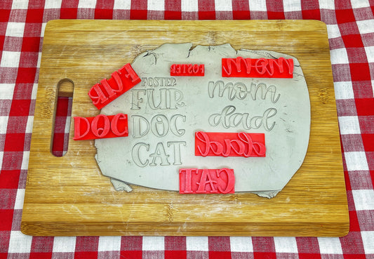 Pet Words Pottery Stamp Kit - Pet doodle series, 3D Printed, Multiple sizes available, each or set
