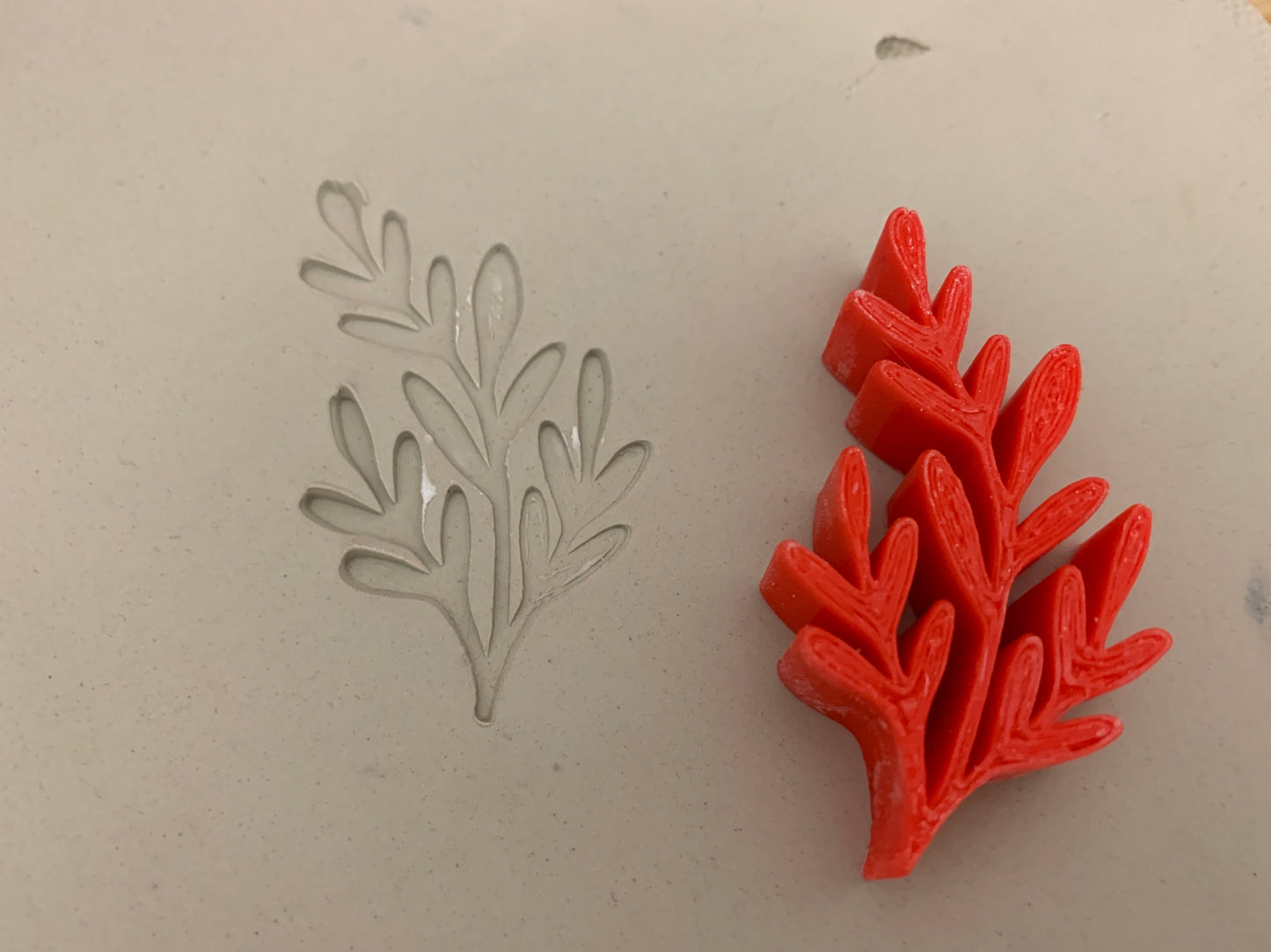 Pottery Stamp, Greenery1 branch design - multiple sizes
