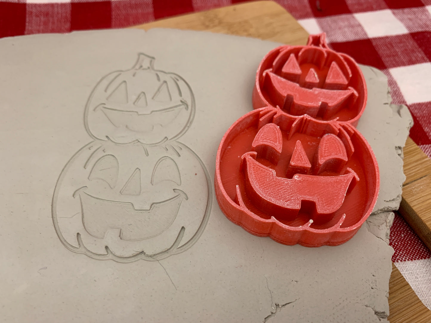 Pottery Stamp, Halloween Pumpkin stack design, Jack-o-lantern - multiple sizes