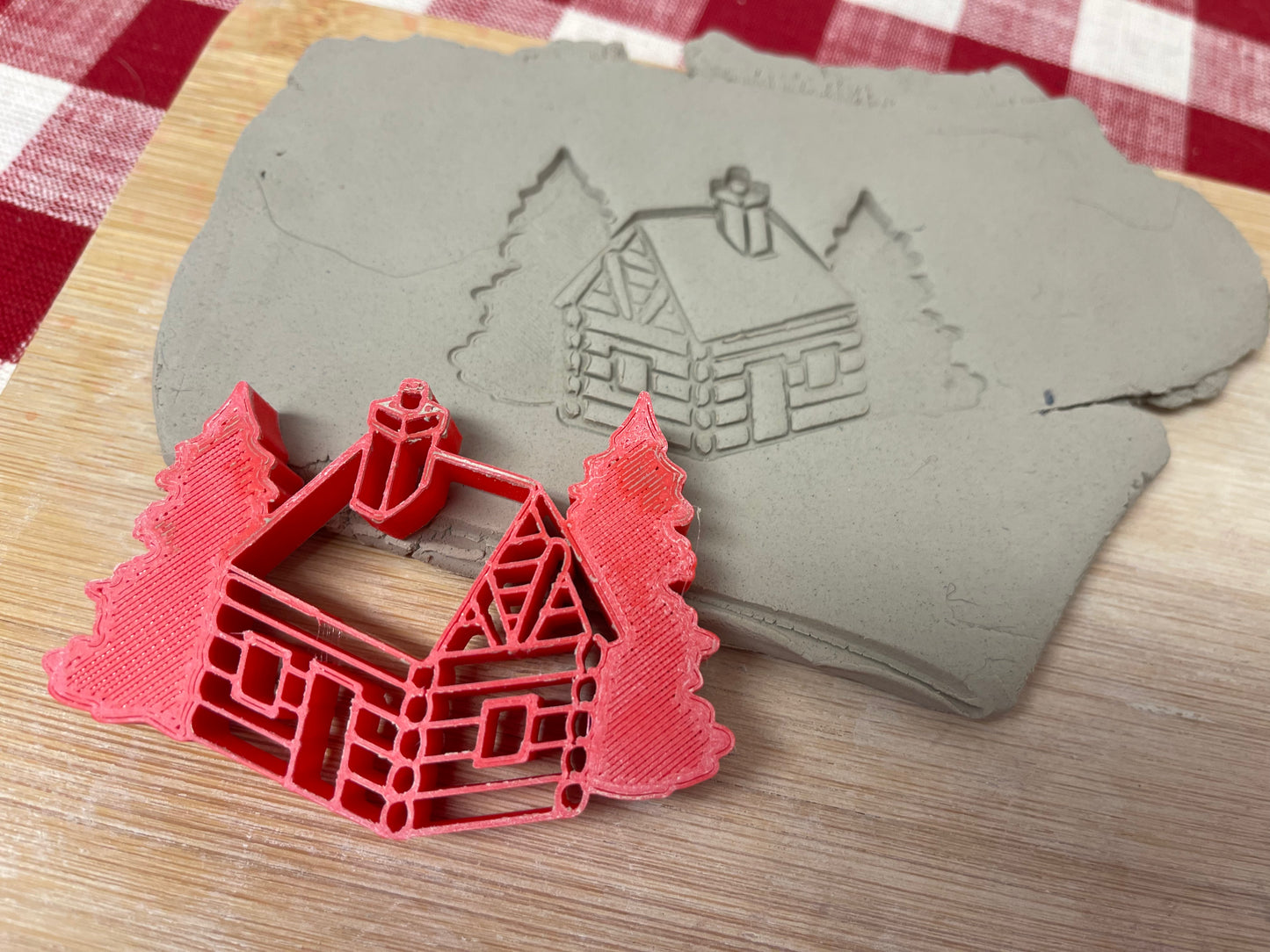 Cabin pottery stamp - from the March 2023 mystery box, multiple sizes available
