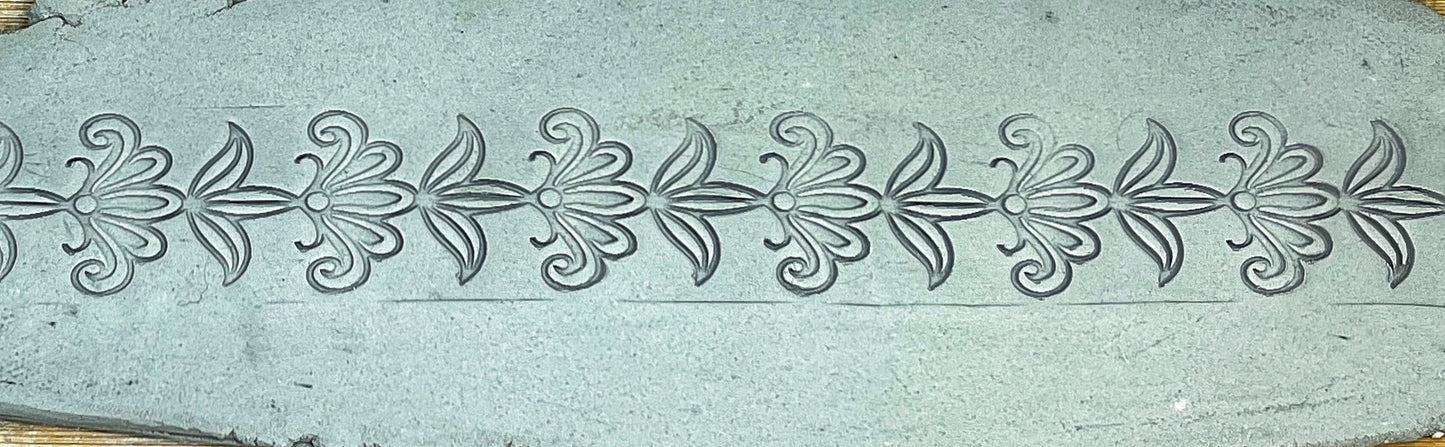 Henna Flourish Pottery Roller - Border Stamp, Repeating pattern, Plastic 3d printed