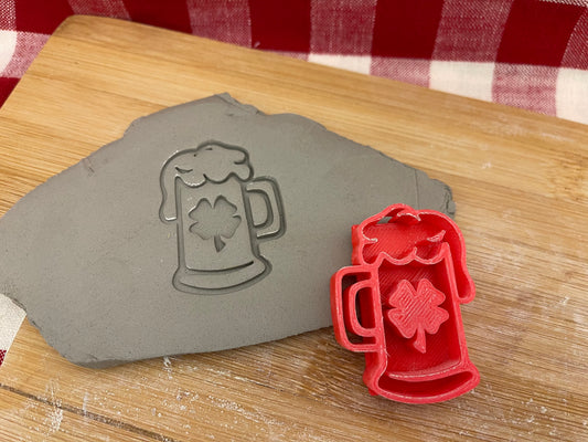 Pottery Stamp, St Patricks Beer glass with Shamrock design - multiple sizes