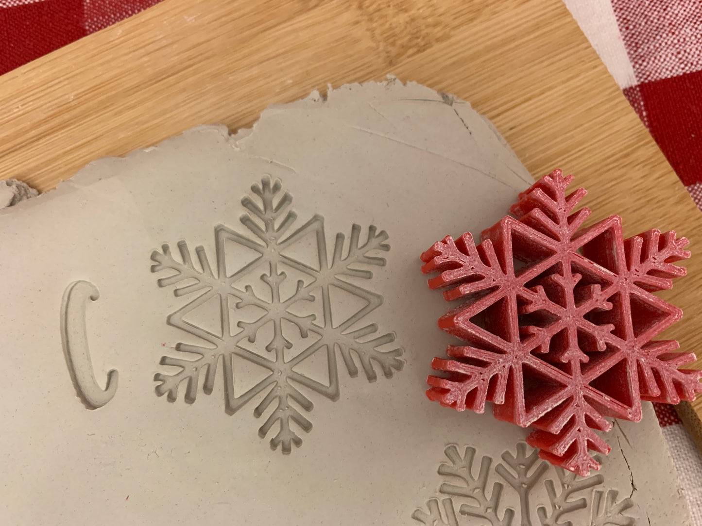 Pottery Stamp, Snowflake design, Each or Set - multiple sizes
